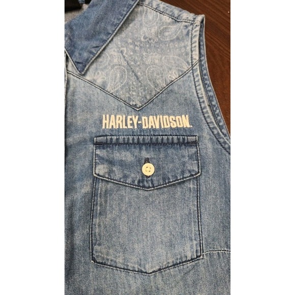 Harley-Davidson Women's Shirt Denim Sleeveless Liberty Bell Small NWT $126Retail - Picture 6 of 11